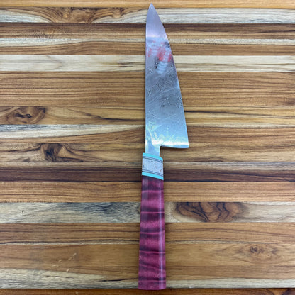 3rd Hill Customs Damasteel 215mm (8.5") Gyuto w/ Red Curly Maple Handle