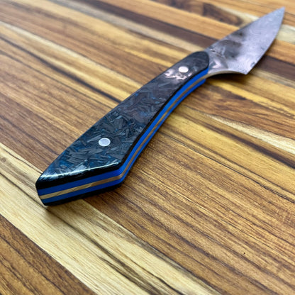 Studio Blade PFDC 4.25" Damasteel Steak Knife Gray/Blue Carbon Fiber/Resin