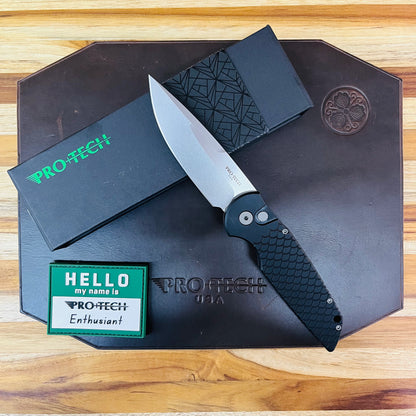 Pro-Tech TR-3 3.5" Auto w/ Black Fishscale Engraved Handle