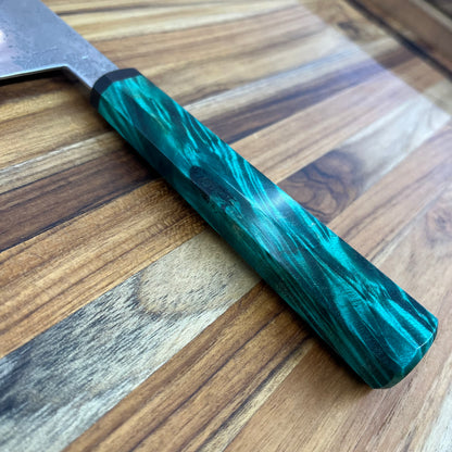 Patterson Forge Custom 230mm (9") Chef's Knife w/ Stabilized Green Maple Handle