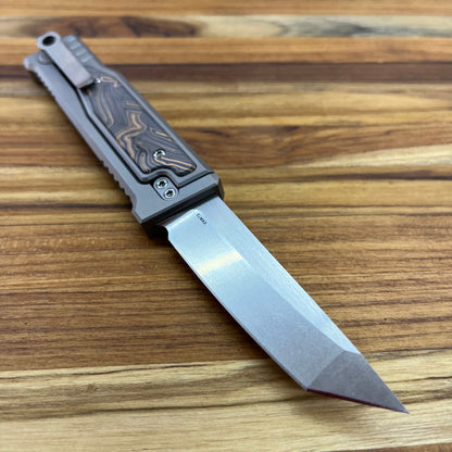 Reate EXO-M 3.25" Tanto Gravity Knife w/ Orange & Black Handle
