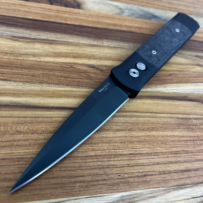 Pro-Tech Godfather 4" Auto w/ Carbon Fiber Inlay & Black Aluminum Handle