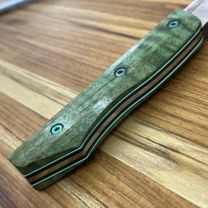Meglio Blade Show Semi-Custom 6.5" Satin Kiritsuke w/ Green Mango Handle