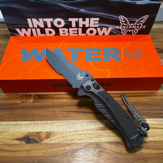 Benchmade Adira 3.5” Serrated Folding Knife w/ Tempest Gray Grivory Handle