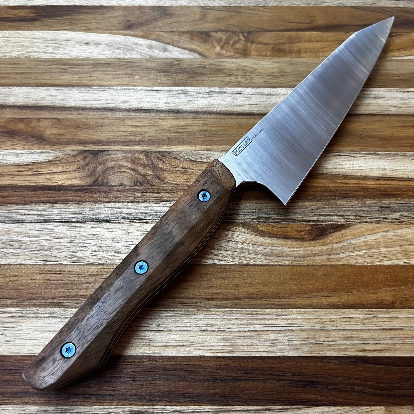 Meglio Semi-Custom 5.25" Satin Petty w/ Avocado Wood Handle