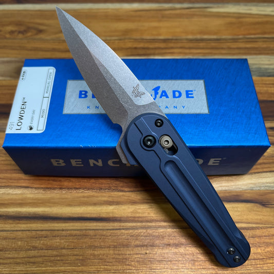 Benchmade Lowden 2.75" Flipping Knife w/ Crater Blue Aluminum Handle