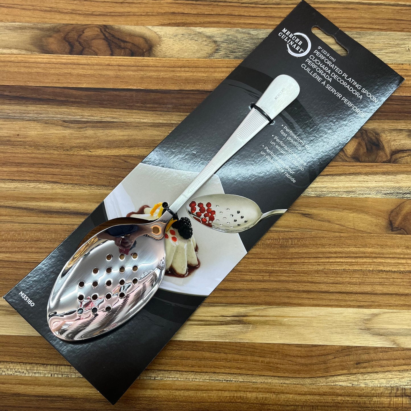 Mercer Tool 9" Satin Perforated Bowl Plating Spoon