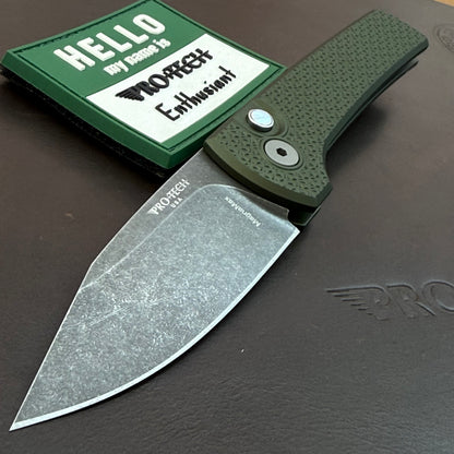Pro-Tech Blade Show Chavez Scapegoat Compact 3" Auto w/ MagnaMax & Green Carbide Textured Aluminum Handle