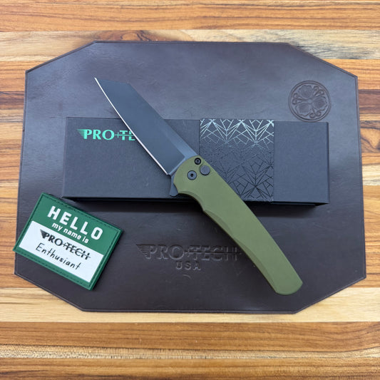 Pro-Tech Malibu 3.25" Flipping Knife w/ Black DLC & Green Aluminum Handle