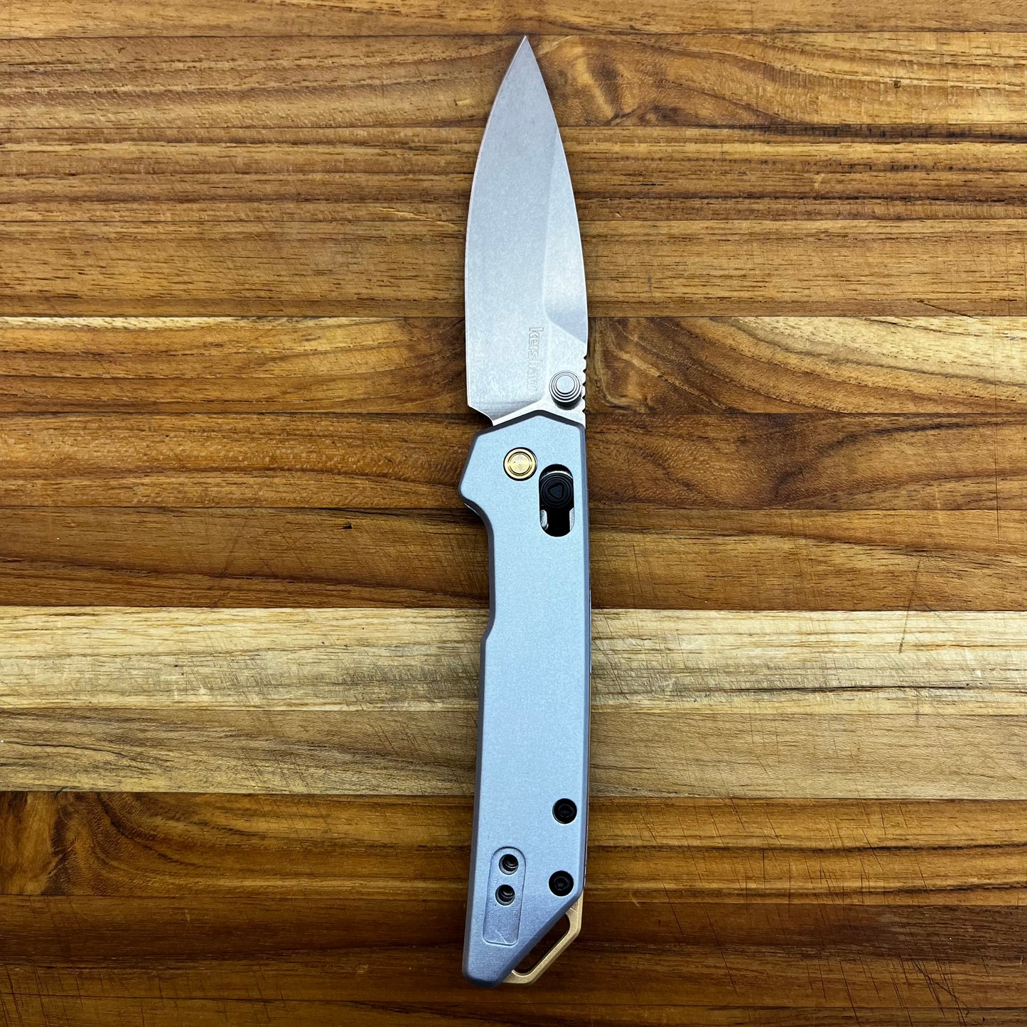 Kershaw Mini Iridium 3" Folding Knife w/ Ice Blue Aluminum Handle & Gold Accents