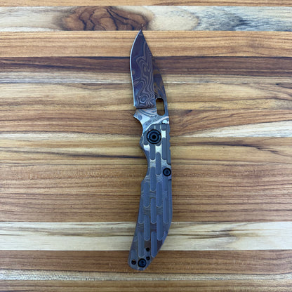 Dwyer Custom Goods BBNM 3" Folding Knife w/ Milled Thermal Antique Bronze Titanium Handle
