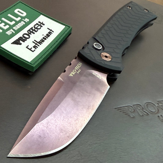 Pro-Tech Blade Show Chavez Redencion 3.25" Auto w/ Copper Rose PVD Blade & Black Tread Textured Aluminum Handle