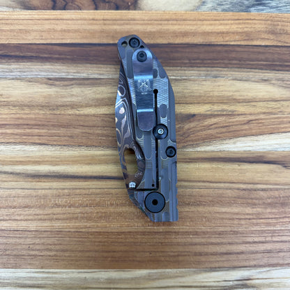 Dwyer Custom Goods BBNM 3" Folding Knife w/ Milled Thermal Antique Bronze Titanium Handle