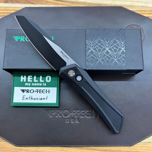 Pro-Tech *Limited Edition* Oligarch 3.25" 2-Tone DLC/Satin Auto w/ Black Aluminum & Mother of Pearl Button