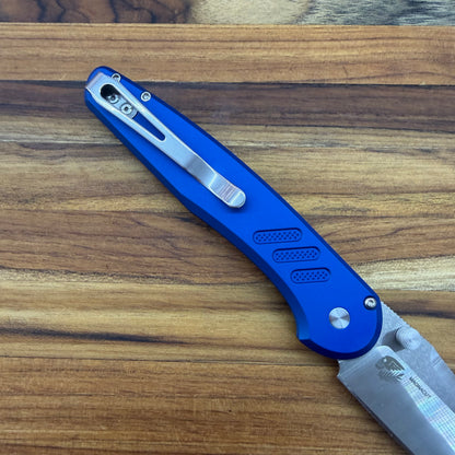 Pro-Tech Avalon 4.25" Folding Knife w/ Knurled Blue Aluminum Handle