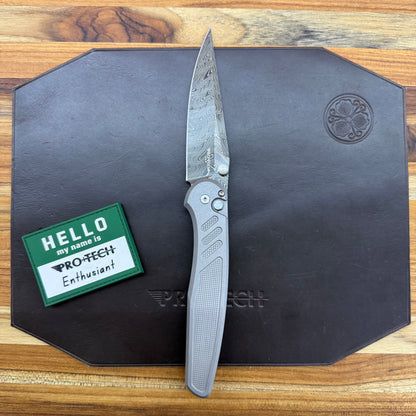 Pro-Tech Blade Show Custom Avalon 4" Folding Knife w/ Chad Nichols Boomerang Damascus Blade & Knurled 17-4 Stainless Steel Handle