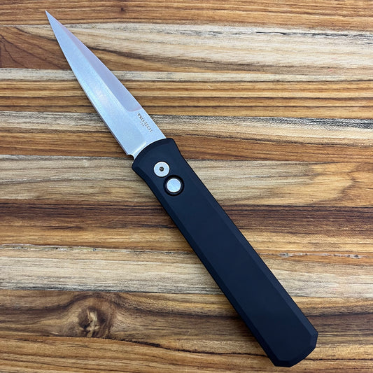 Pro-Tech Godfather 4" Auto w/ Black Aluminum Handle & Pearl Button