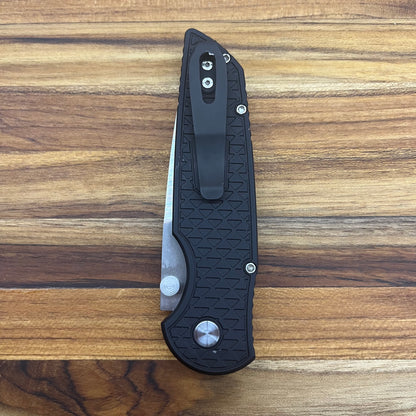 Pro-Tech TR-3 Integrity 3.5" Folding Knife w/ Black Relic Texture Aluminum Handle & Black Lip Pearl Button