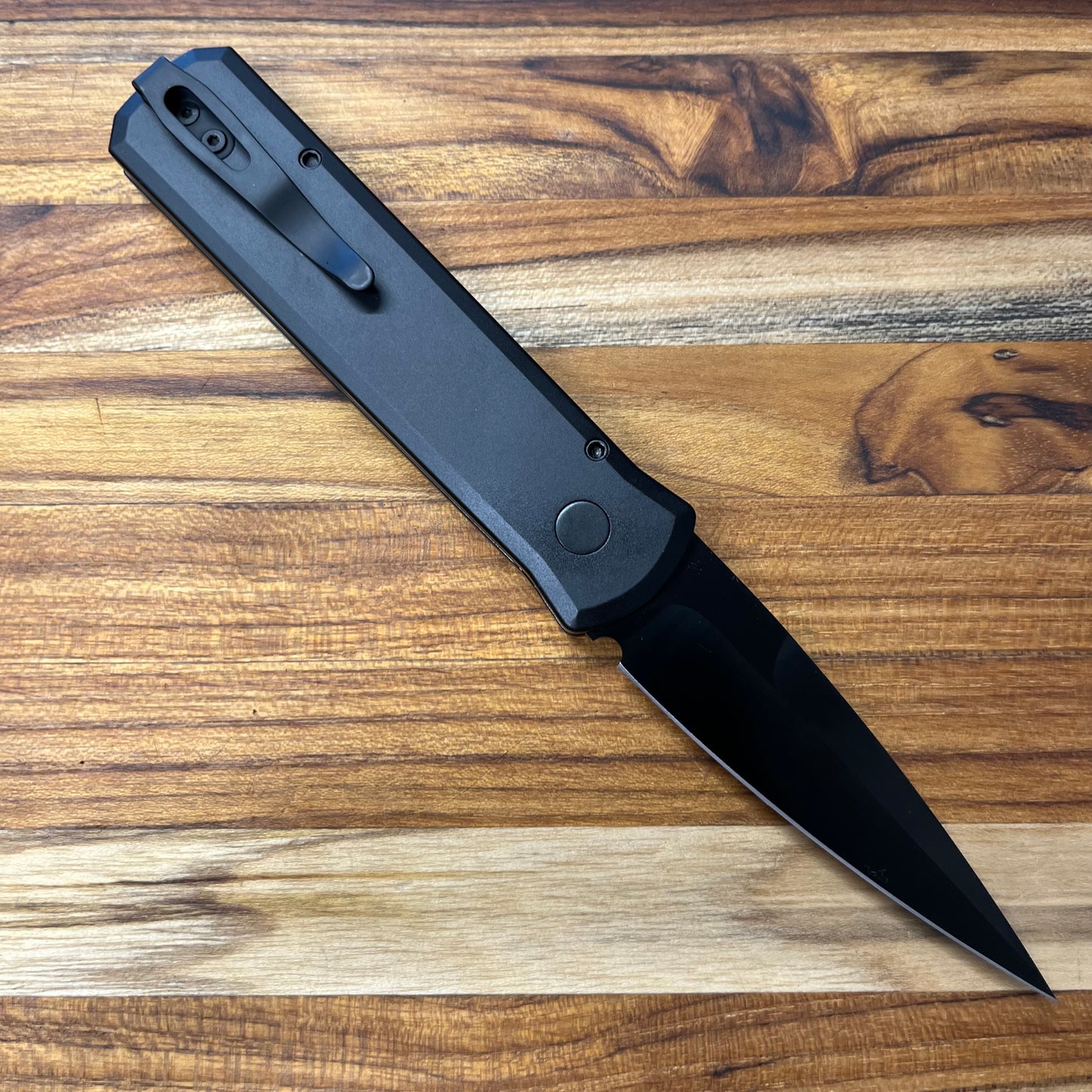 Pro-Tech Godson 3.15" Auto w/ Black Aluminum Handle & Violet Marble Carbon Fiber Inlay