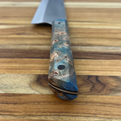 Running Man Forge Ready Series 210mm (8.25") Gyuto w/ Blue Maple Burl Handle