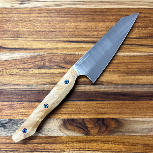 Meglio Semi-Custom 5.25" Satin Petty w/ Fiddleback Exhibition-Grade Box Elder Handle
