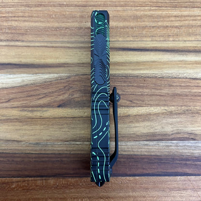 Microtech Signature Series UTX-85 Gen IV T/E 3" P/S OTF w/ Topographic Black/Green Camo Aluminum Handle