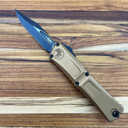 Microtech Combat Troodon Gen III Bowie 4" OTF w/ Tan Aluminum Handle