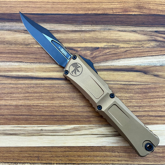 Microtech Combat Troodon Gen III Bowie 4" OTF w/ Tan Aluminum Handle