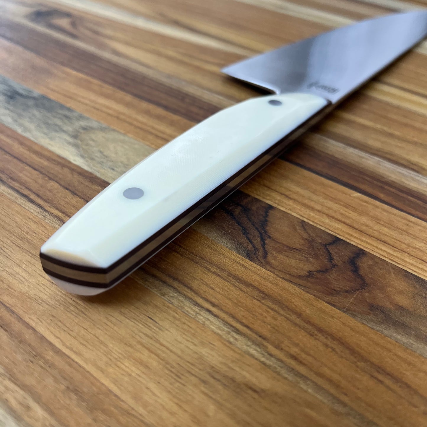 Patterson Forge Semi-Custom 200mm (8") Chef's Knife w/ White Linen & Vintage Micarta Handle