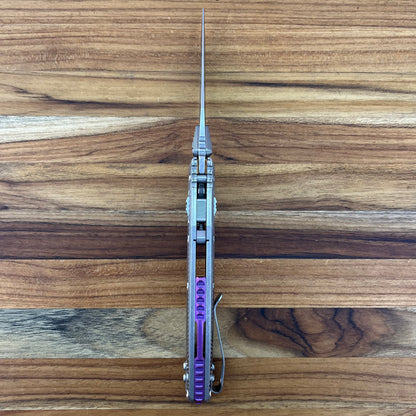 Microtech Marfione Select Amphibian Mini 3.25" Folding Knife w/ RAM-LOK & Purple Accented Titanium Handle