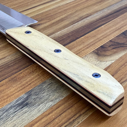 Meglio Blade Show Custom 10" Satin K-Tip Sujihiki w/ S-Grind & Fiddleback Box Elder Handle