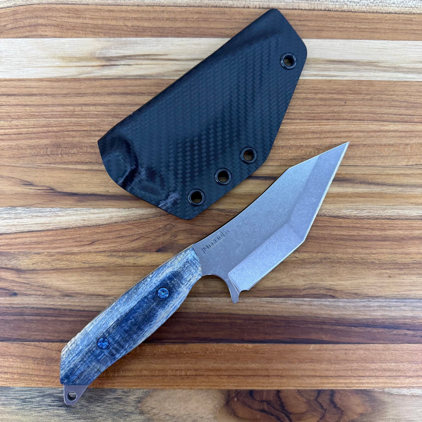 Meglio Blade Show Semi-Custom H-Series 4" Outdoor Kitchen Knife w/ Blue Primavera Handle