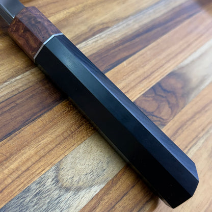Enceladus Custom 180mm (7") K-Tip Gyuto w/ G10 & Honduran Rosewood Burl Handle