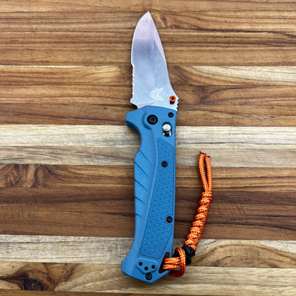 Benchmade Adira 3.5” Folding Knife w/ P/S Depth Blue Grivory Handle