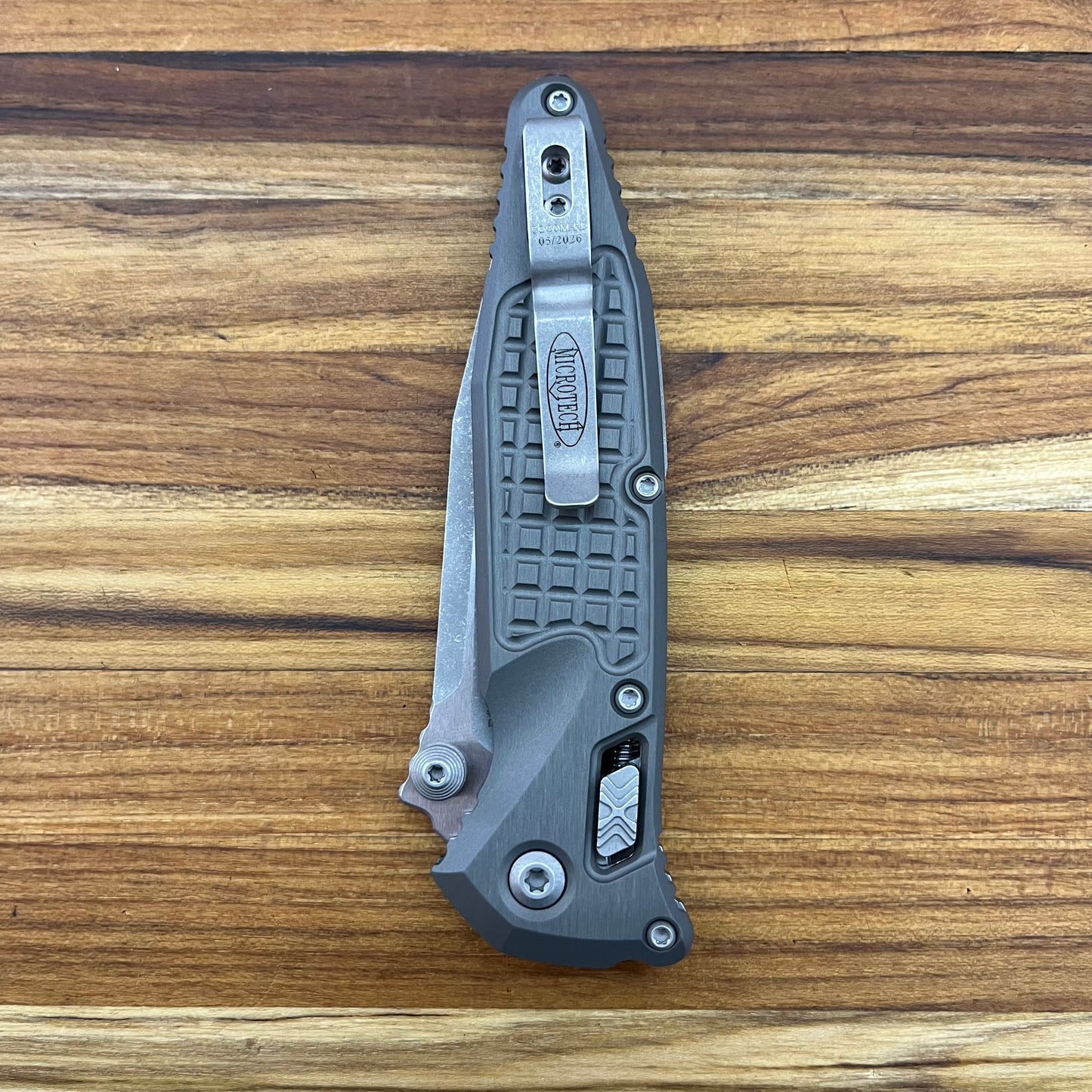 Microtech Socom Ram-Lok S/E 4" Folding Knife w/ Natural Clear Frag Aluminum Handle