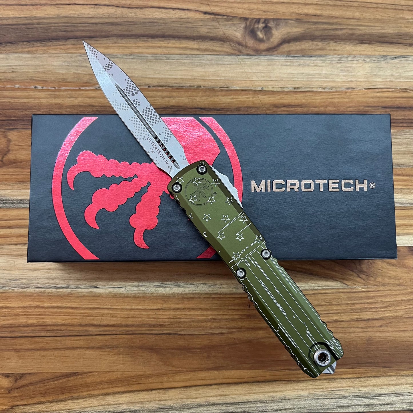 Microtech Ultratech Gen IV D/E 3.5" OTF w/ OD Green Hero Aluminum Handle