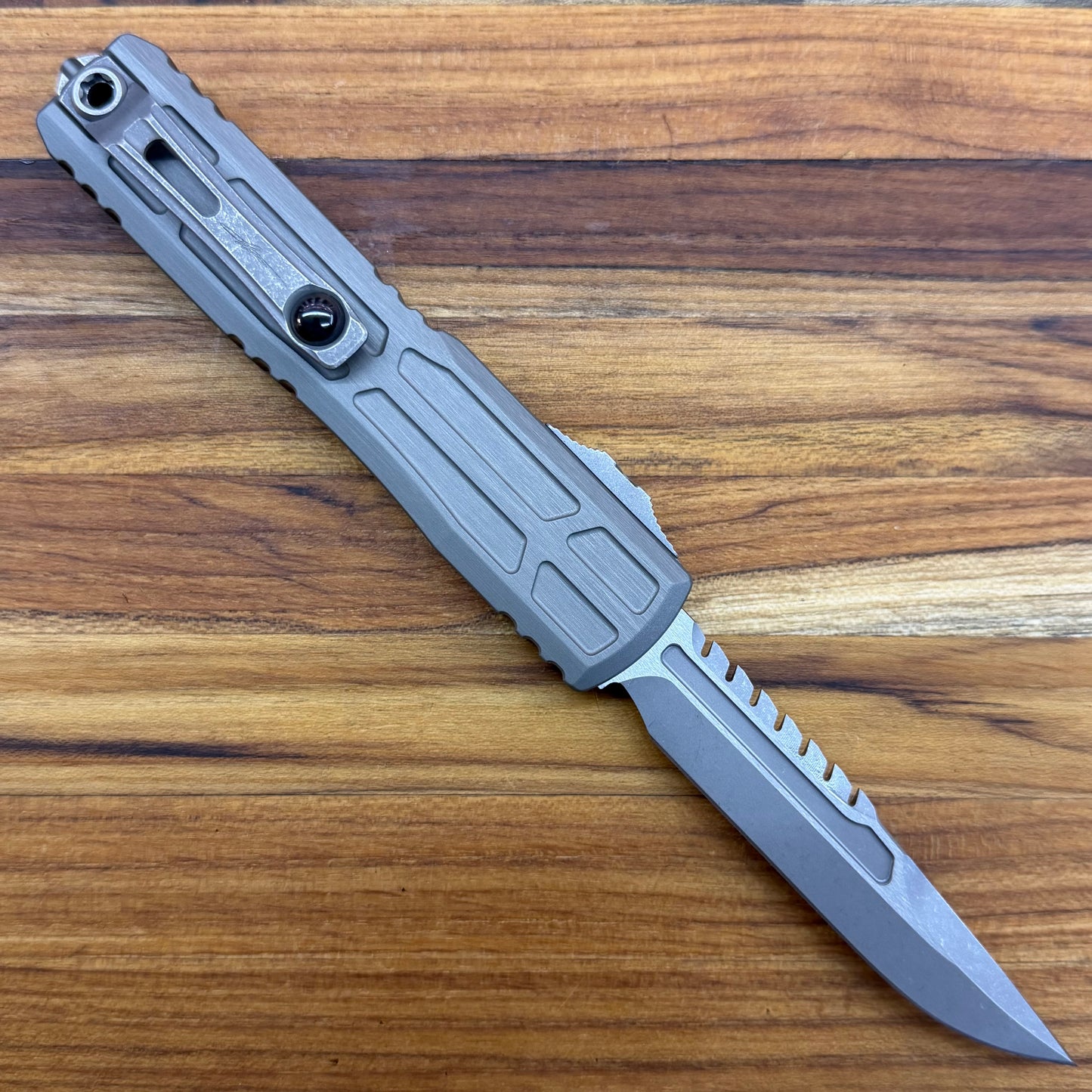 Microtech Signature Series Ultratech EX Gen III ZBP Interceptor S/E 3.5" OTF w/ Natural Clear Aluminum Handle