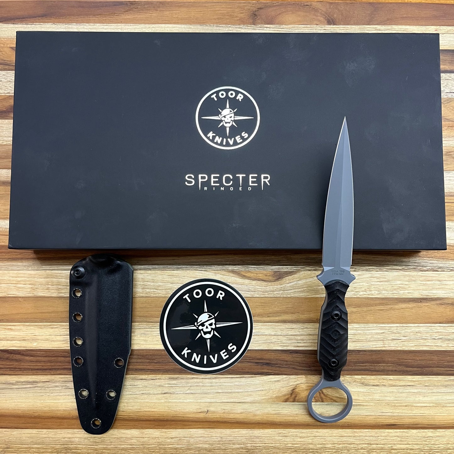 Toor SOF D/E 4.25" Phantom Grey Specter R Fixed Blade w/ Finger Ring