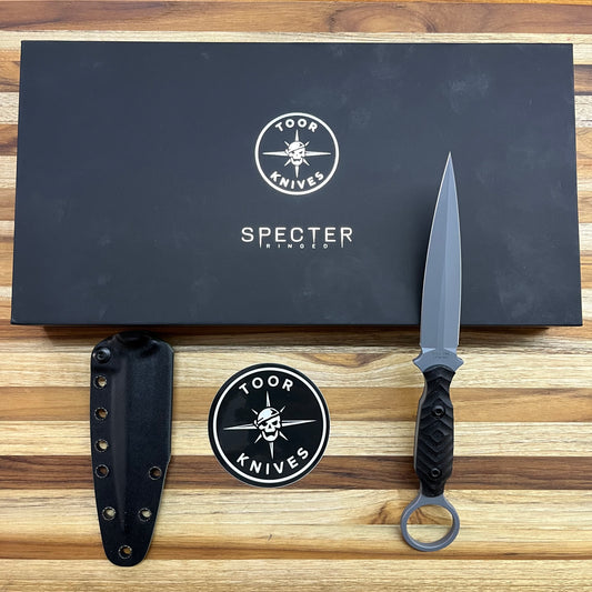 Toor SOF D/E 4.25" Phantom Grey Specter R Fixed Blade w/ Finger Ring