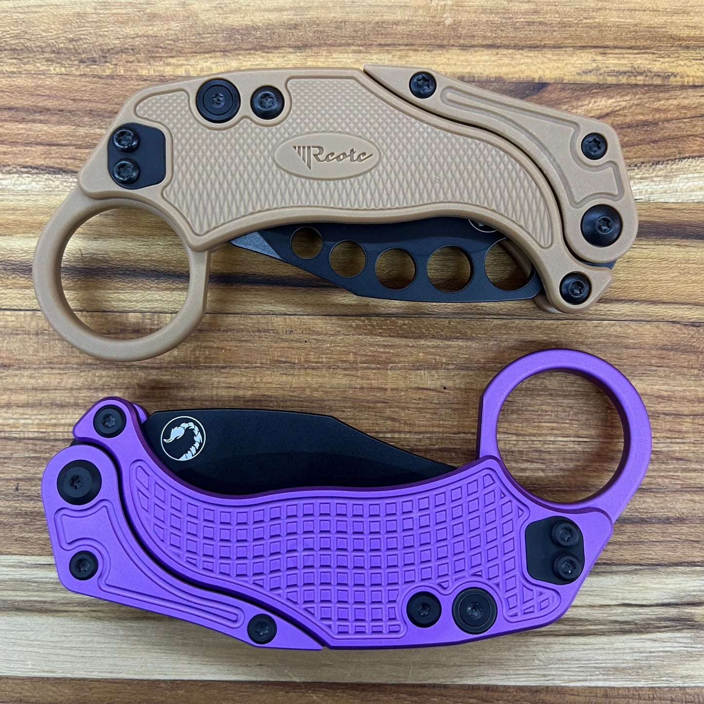 Reate EXO-K 3" PVD Purple Gravity Karambit w/ Trainer Knife