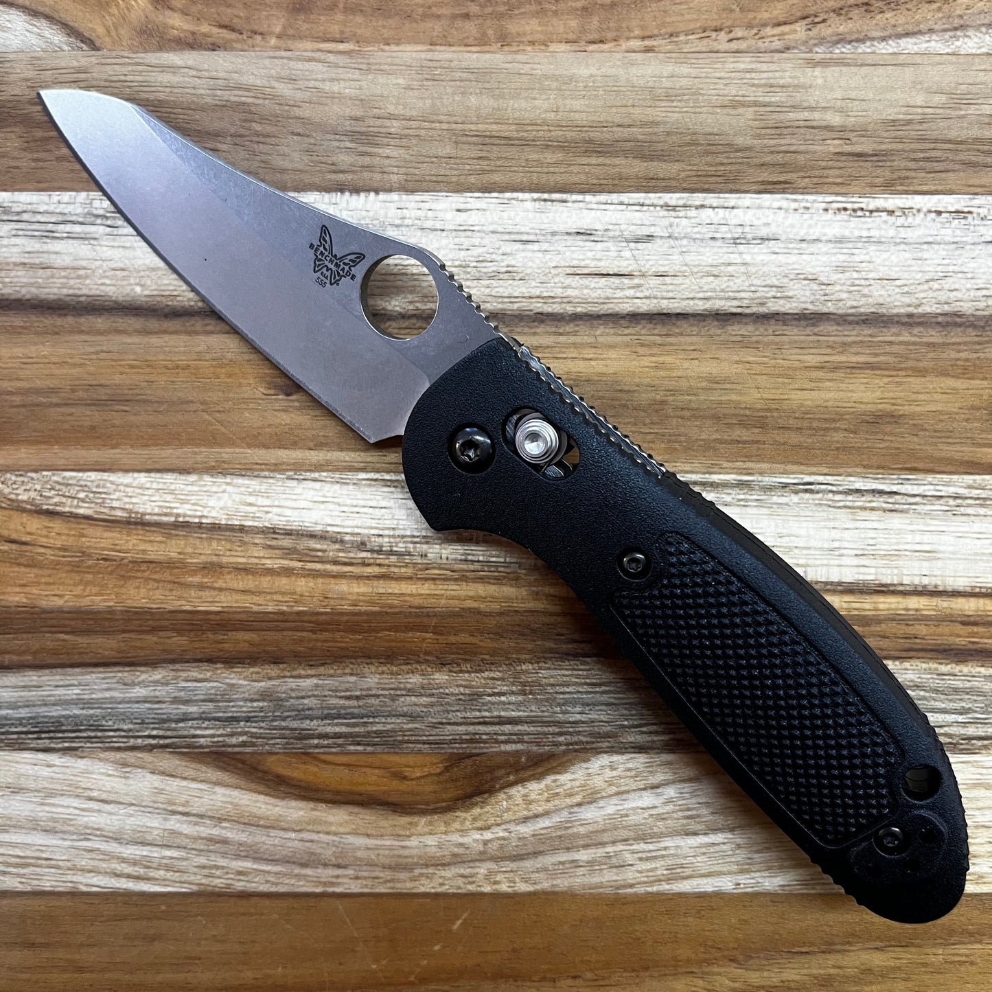 Benchmade Mini Griptilian 3" Folding Knife w/ Dual Thumb Hole & Black Nylon Handle