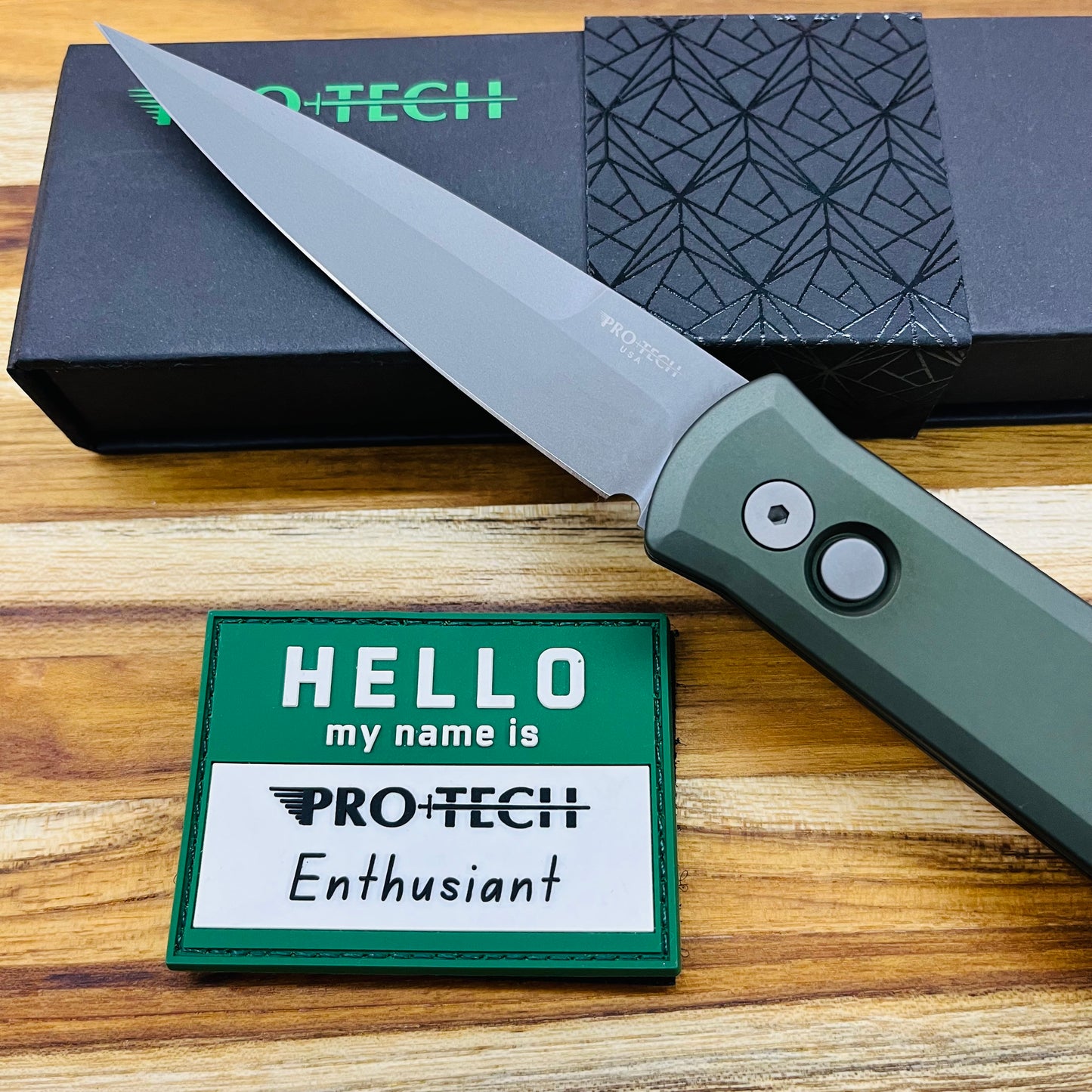 Pro-Tech Godfather 4" Auto w/ Green Handle