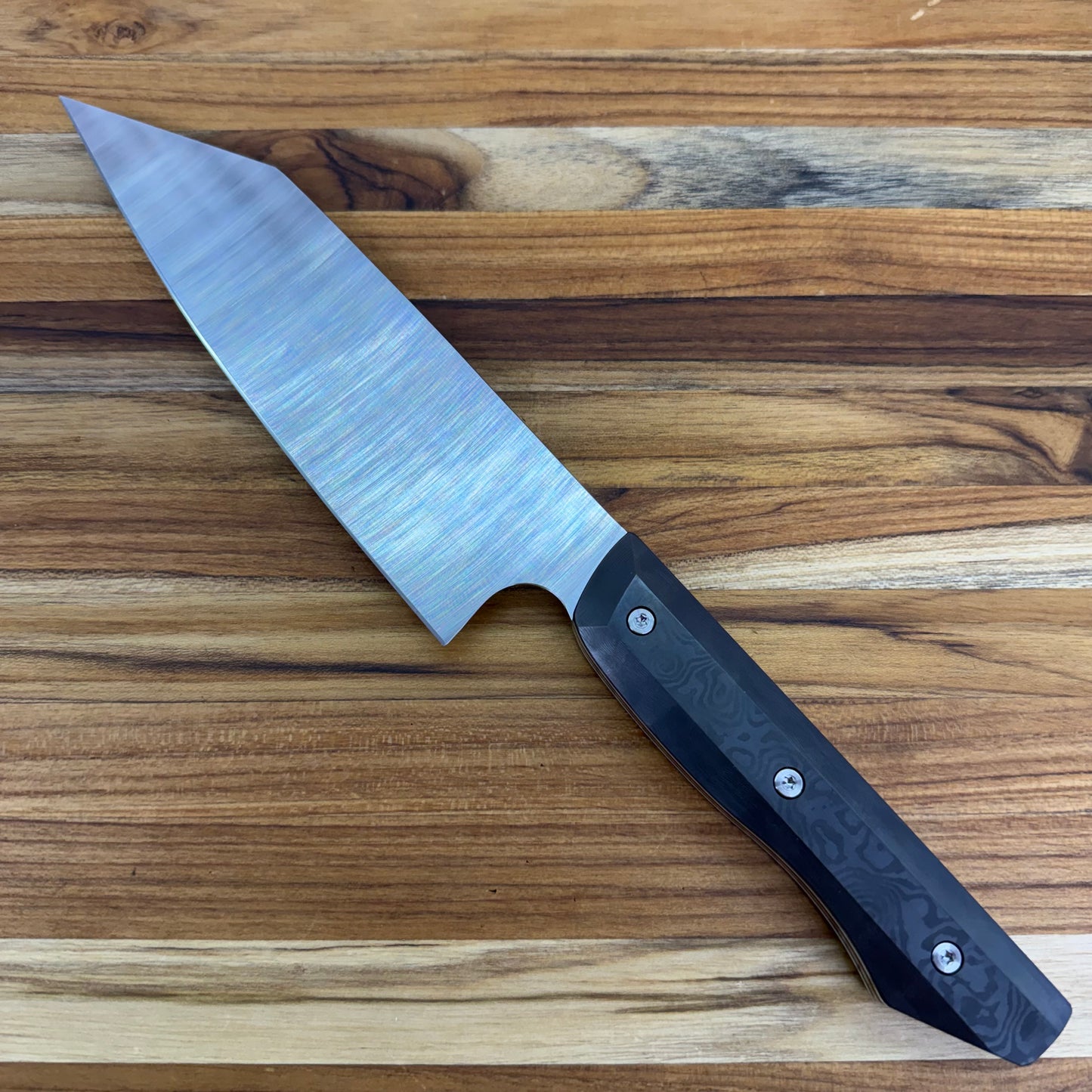 Meglio Blade Show Semi-Custom 6.5" Satin Kiritsuke w/ Black Dunes Carbon Fiber Handle