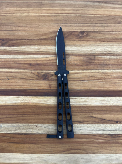 Bear & Son Butterfly Knife 3.5" w/ Black Zinc Handles