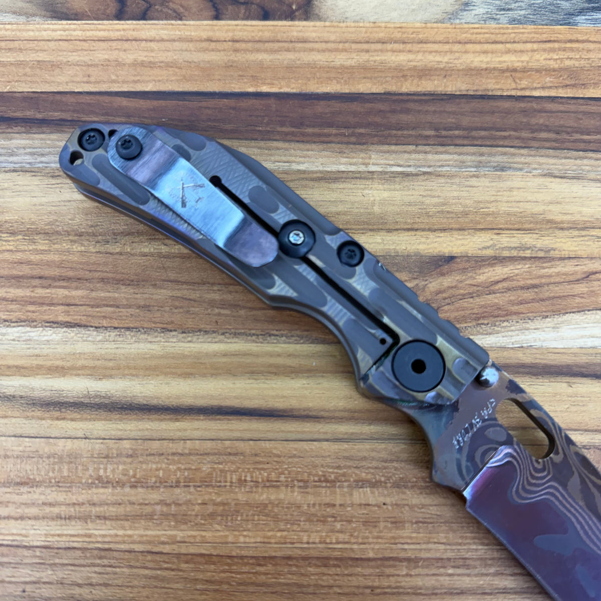Dwyer Custom Goods BBNM 3" Folding Knife w/ Milled Thermal Antique Bronze Titanium Handle