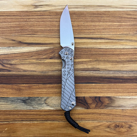 Chris Reeve Large Sebenza 31 3.5" Folding Knife w/ Forever Flag Titanium Handle