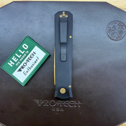 Pro-Tech Godfather 4" Auto w/ Tan Blade & Black Aluminum Handle