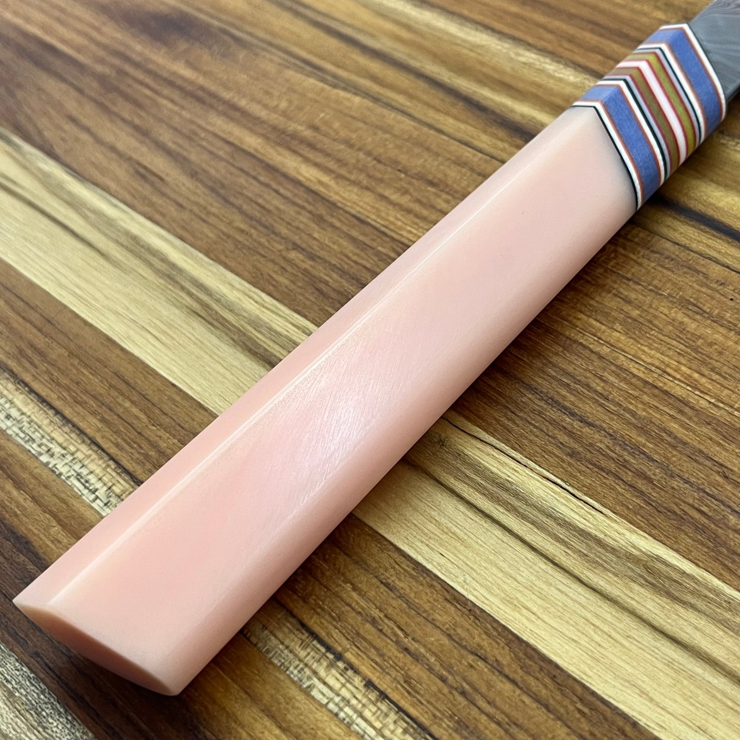 3rd Hill Customs 215mm (8.5") Damasteel Gyuto w/ Peach Resin Handle
