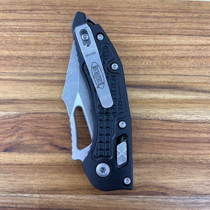 Microtech M-Stitch 3.5" Folding Knife w/ RAM0LOK Black Frag Aluminum Handle