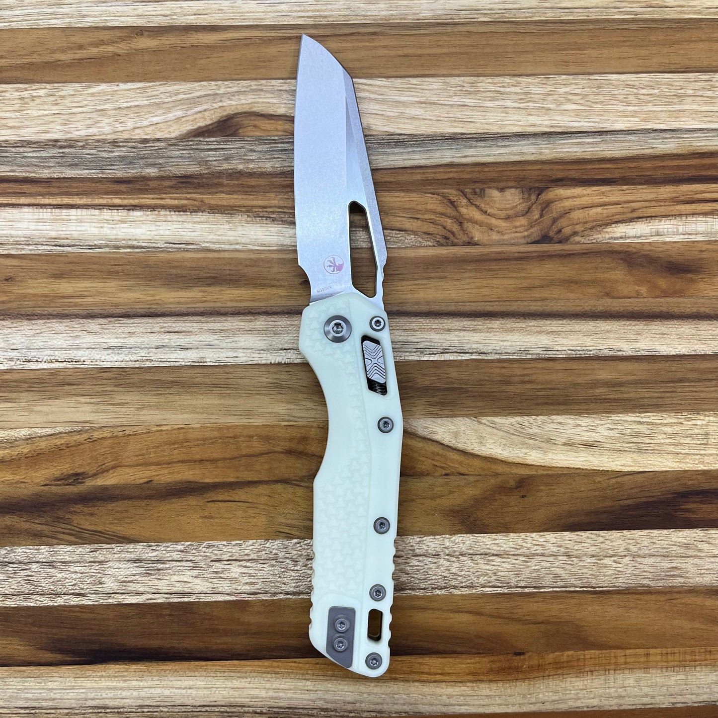 Microtech MSI S/E 3.85" Stonewash Folding Knife w/ RAM-LOK White & Tri-Grip Polymer Handle